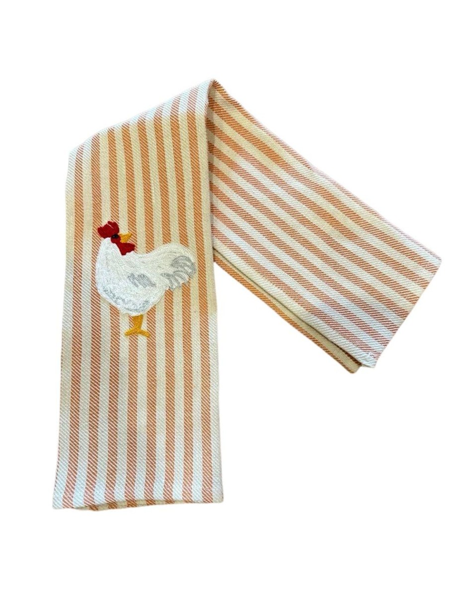 Bestickte Geschirrtucher Busatti | Weisses Huhn-Pomelo Kitchen Towel