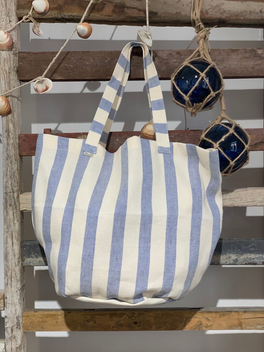 Accessoires Busatti | Strandtasche-Briscola Rigato Hellblau/Creme